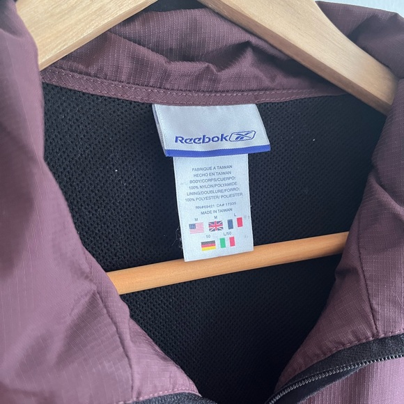 Vintage Reebok Jacket / Mens M-L / Dark Purple / Embroidered Logo - Picture 5 of 6